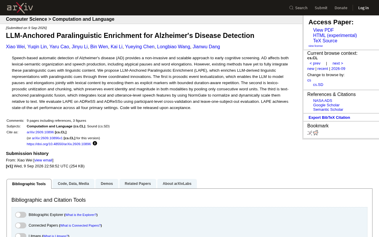 LAPE Framework: Detecting Alzheimer's Disease by Fusing Speech Features with Large Language Models