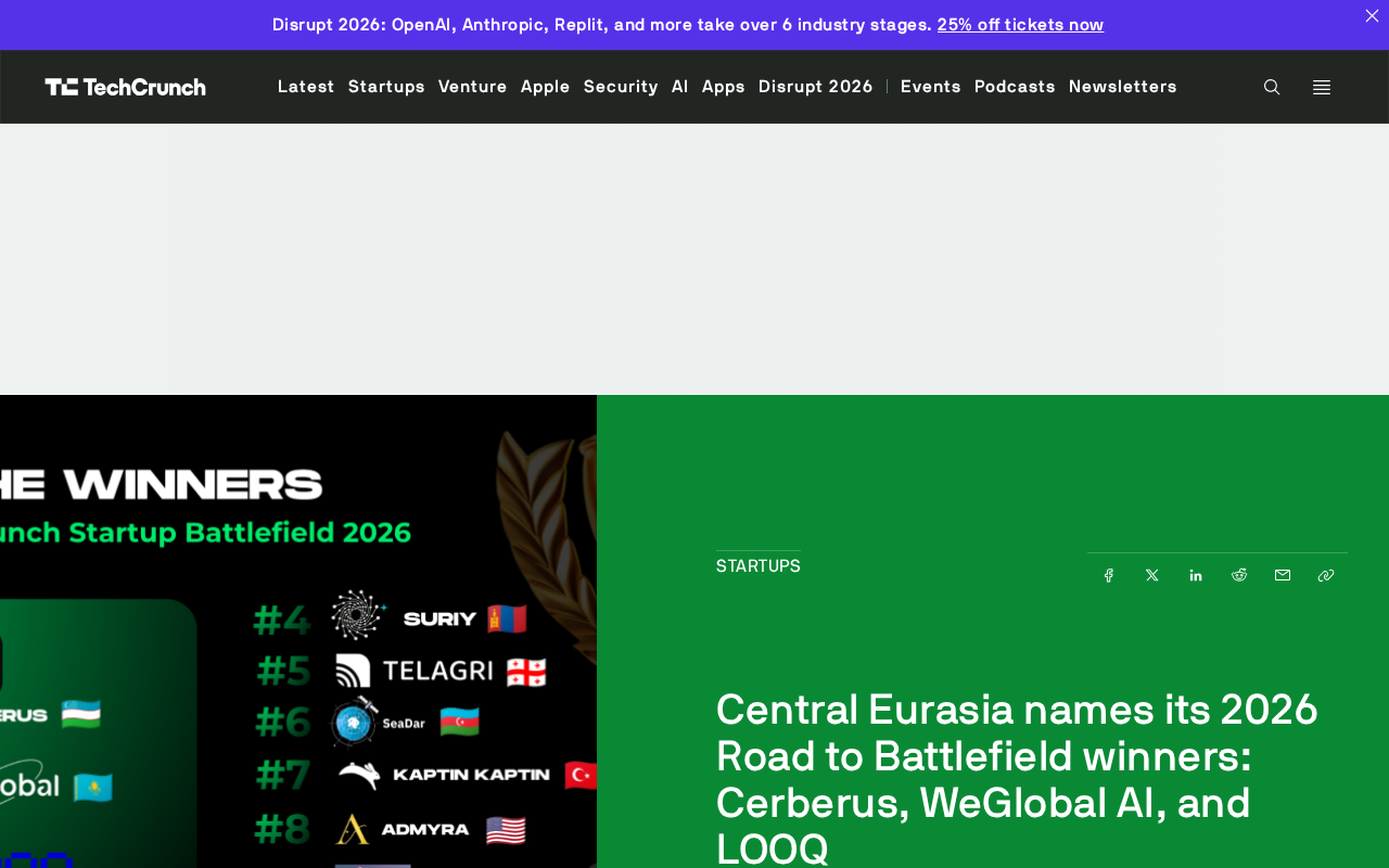中亚三强晋级:Cerberus、WeGlobal AI、LOOQ入围TechCrunch创业擂台