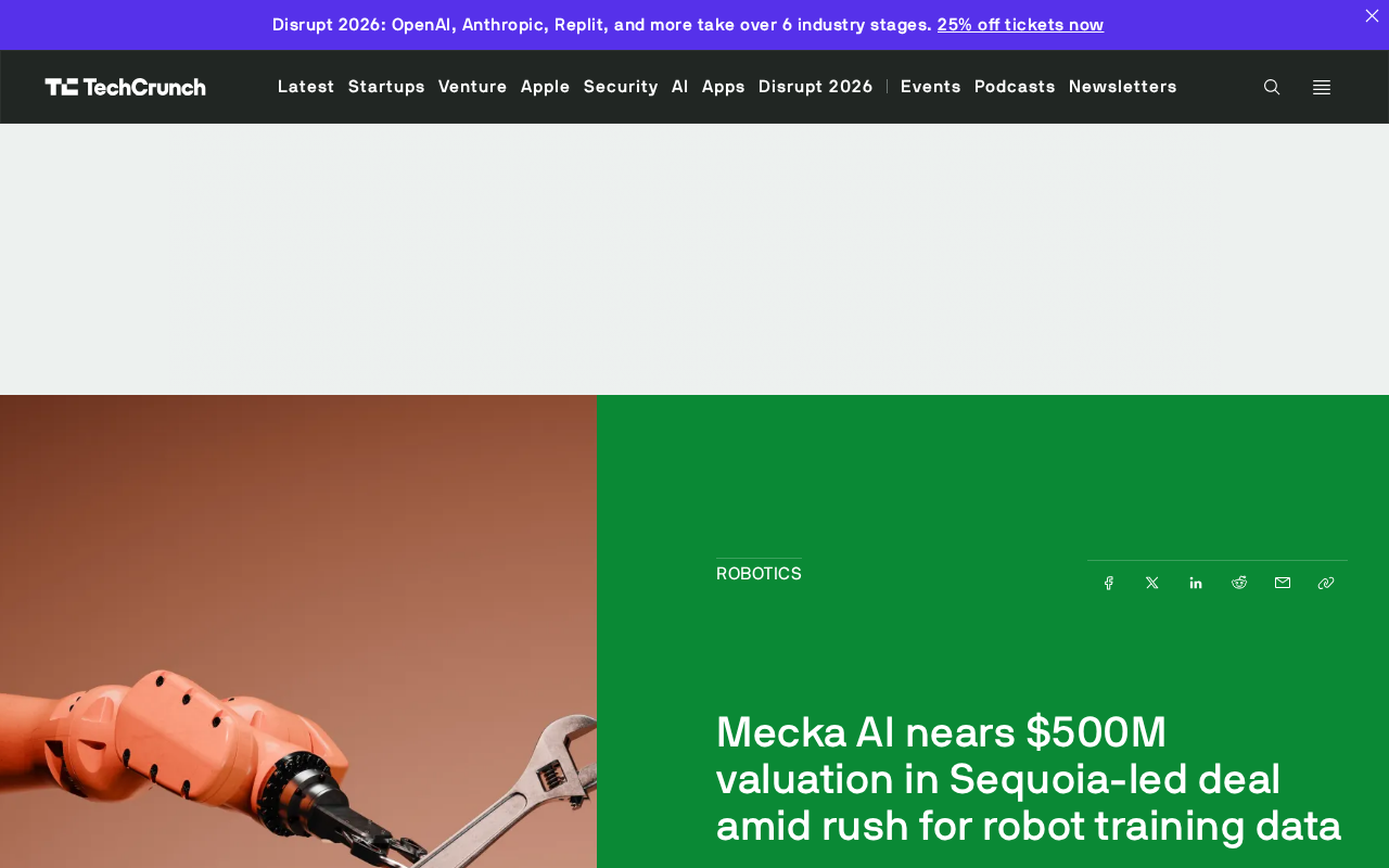Mecka AI Valuation Approaches $500M: Robot Training Data Becomes the New Battleground