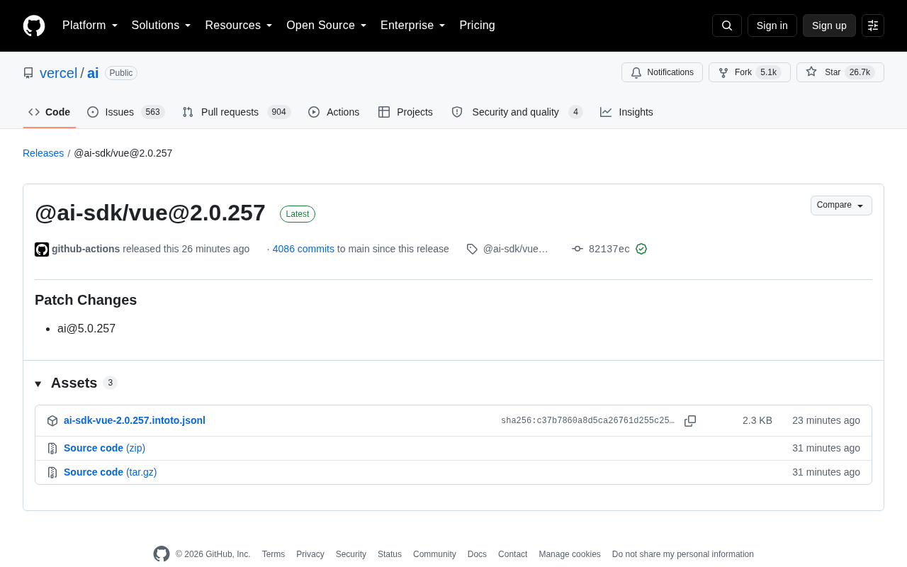Vercel AI SDK Vue 2.0.257 Released: A Patch Update Breakdown