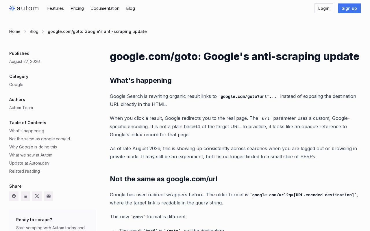 rss source: google.com/goto: Google's anti-scraping update