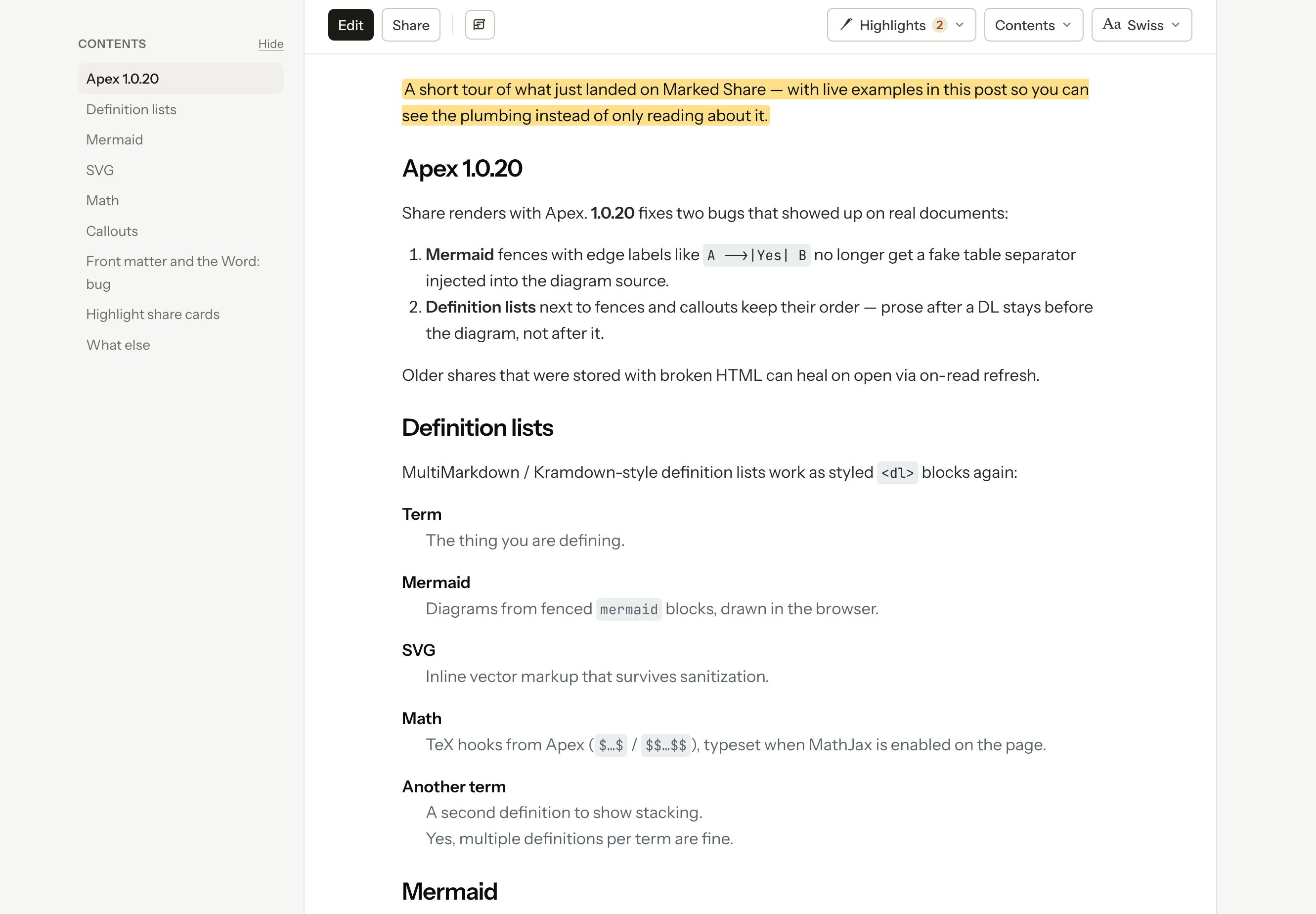 Marked Share Product Page