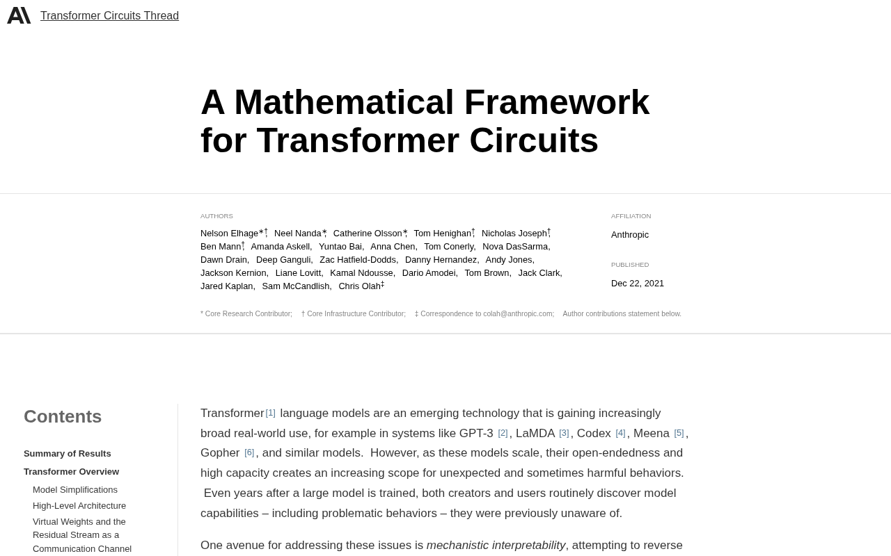 hackernews source: A Mathematical Framework for Transformer Circuits