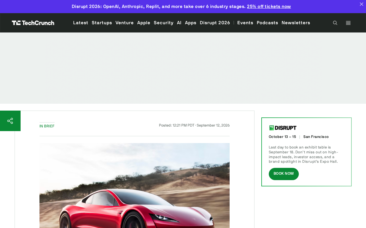 Tesla to Unveil Second-Generation Roadster on October 1 After Years of Delays
