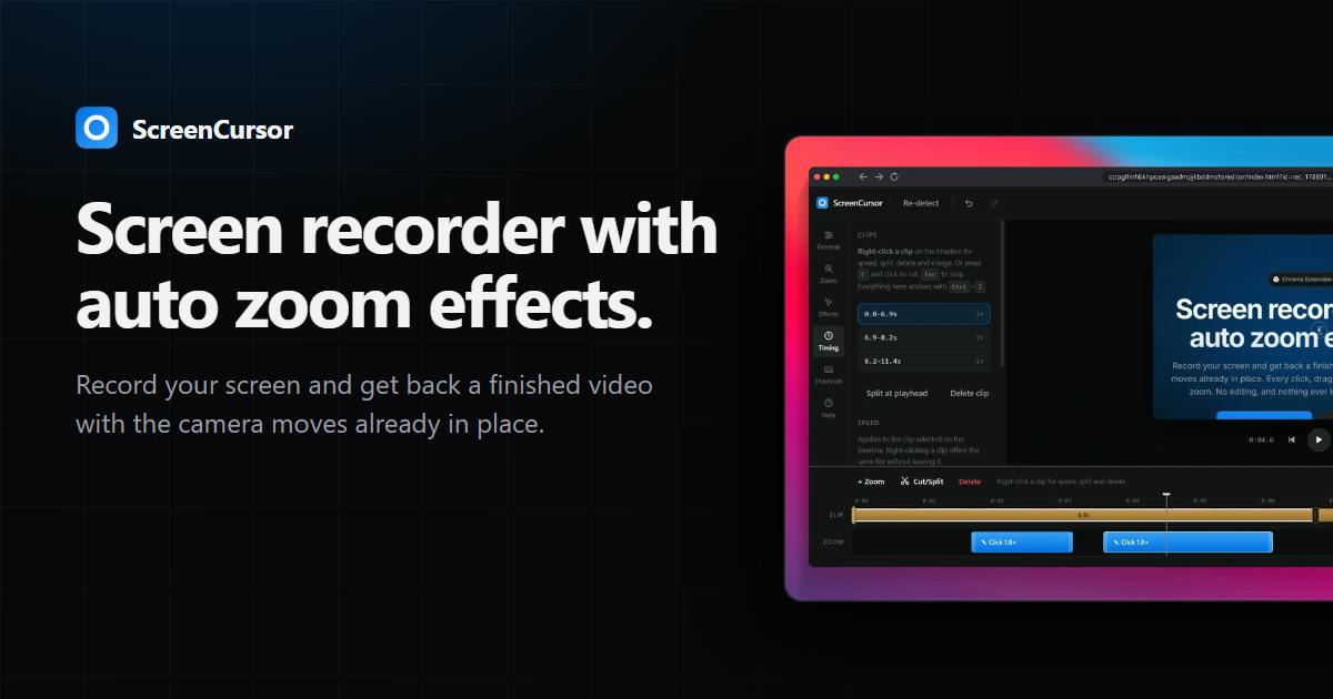 ScreenCursor:让屏幕录制自动生成缩放特效的工具