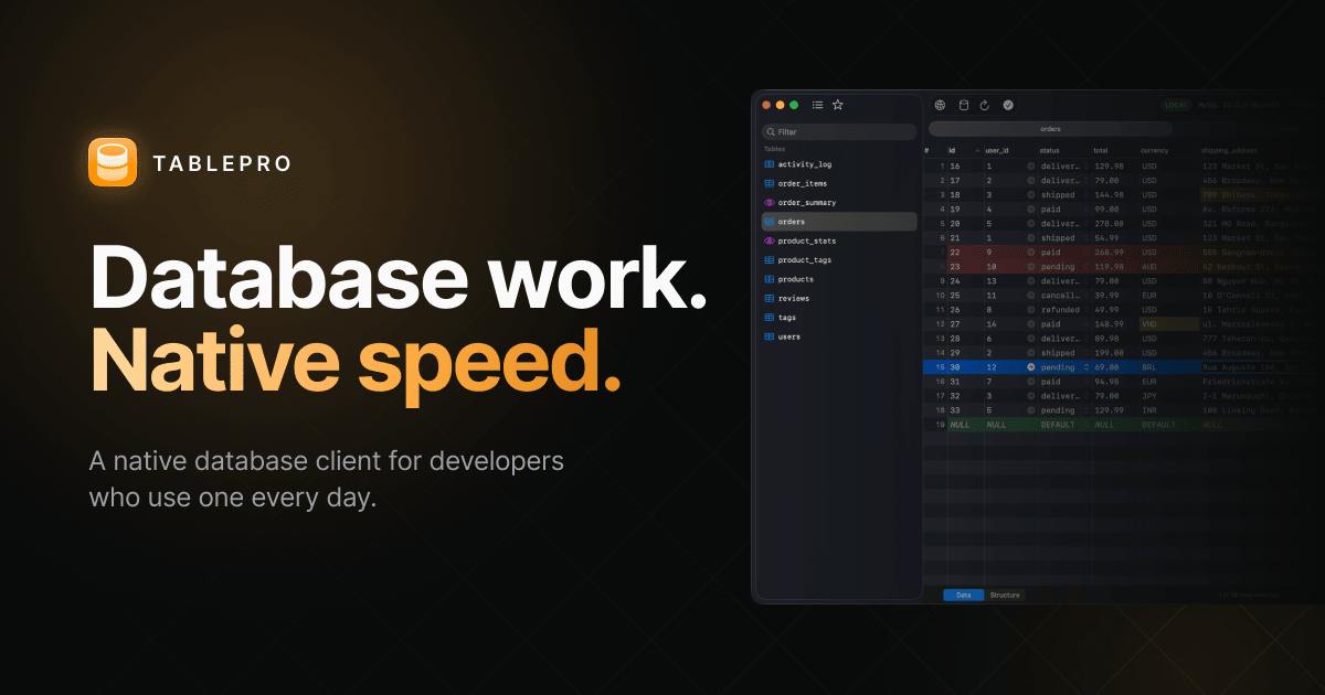 TablePro: A Native Open-Source Database Client That Cold-Starts in Under One Second
