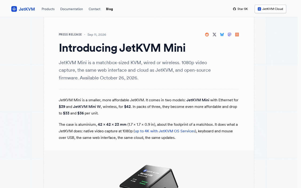 JetKVM Mini Launched: A New Option for Minimalist Remote KVM Control