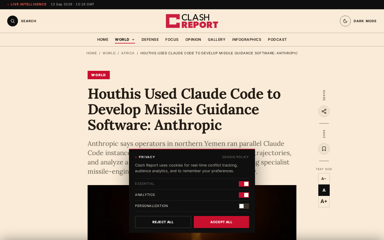 Anthropic Reveals: Houthi Forces Used Claude Code to Develop Missile Guidance Software