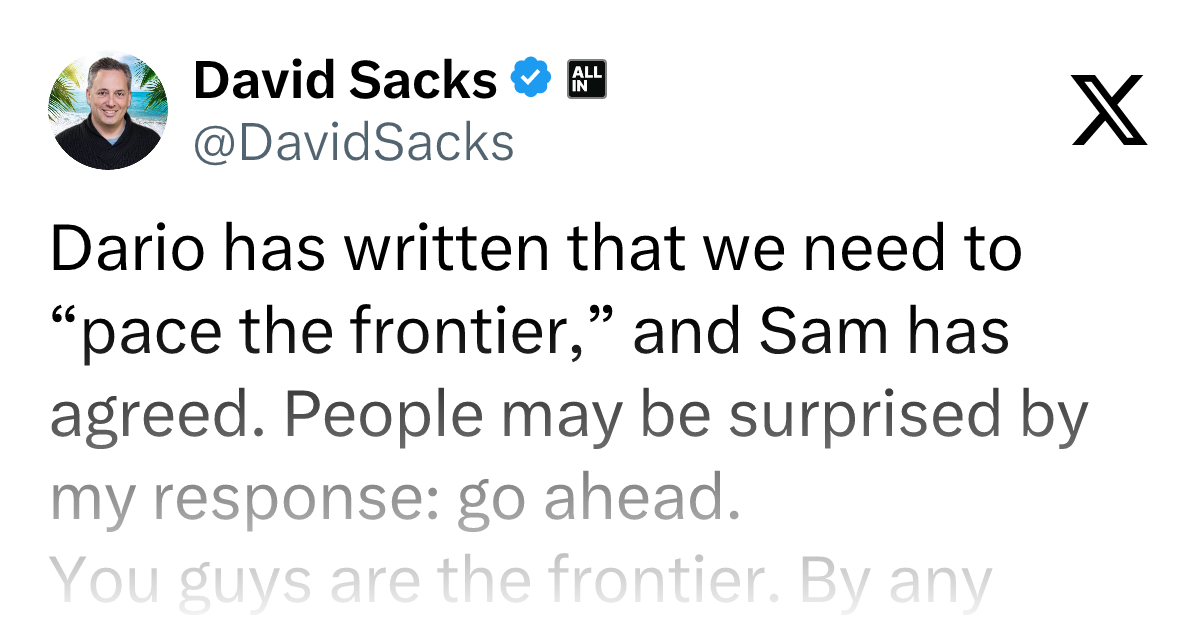 David Sacks on AI Regulation: Frontier Models Don't Need Mandatory Legislative Constraints