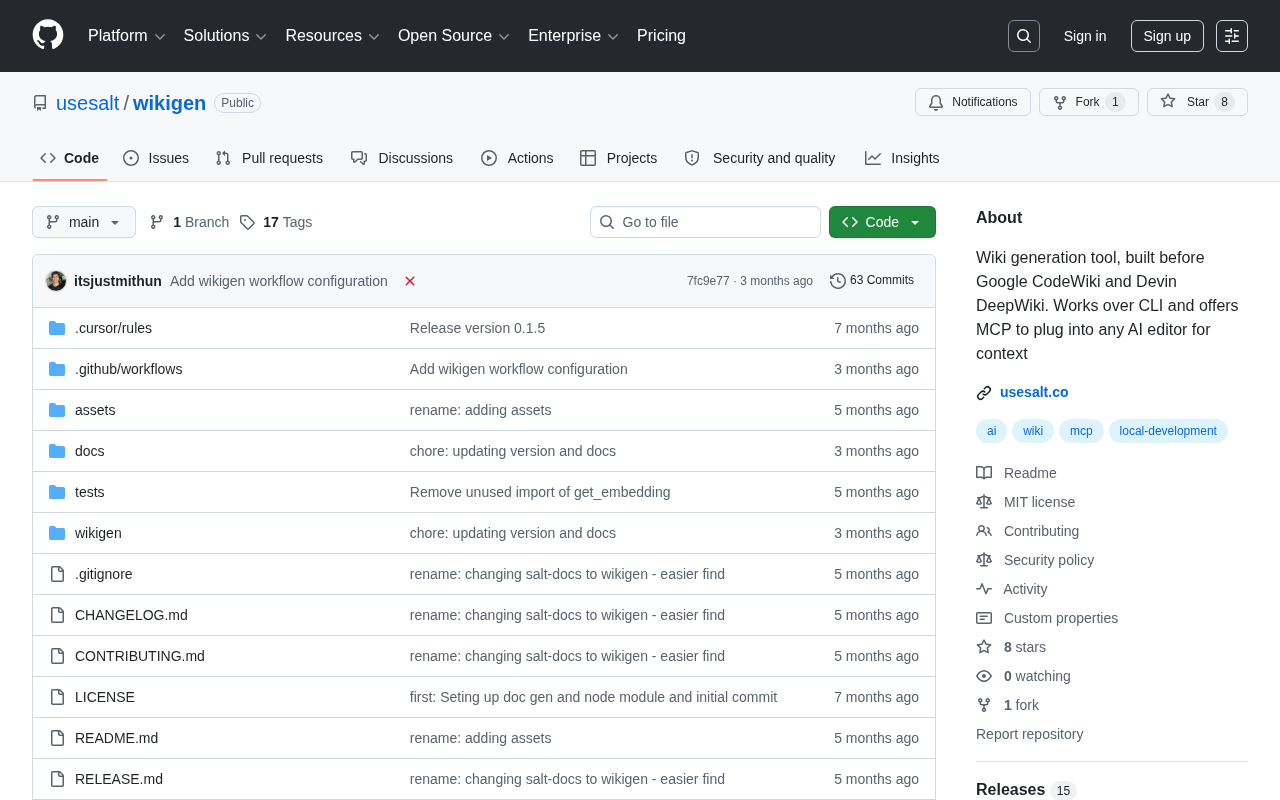 WikiGen: A CLI-First Open-Source Code Wiki Generator with Seamless MCP Protocol Integration for AI Editors