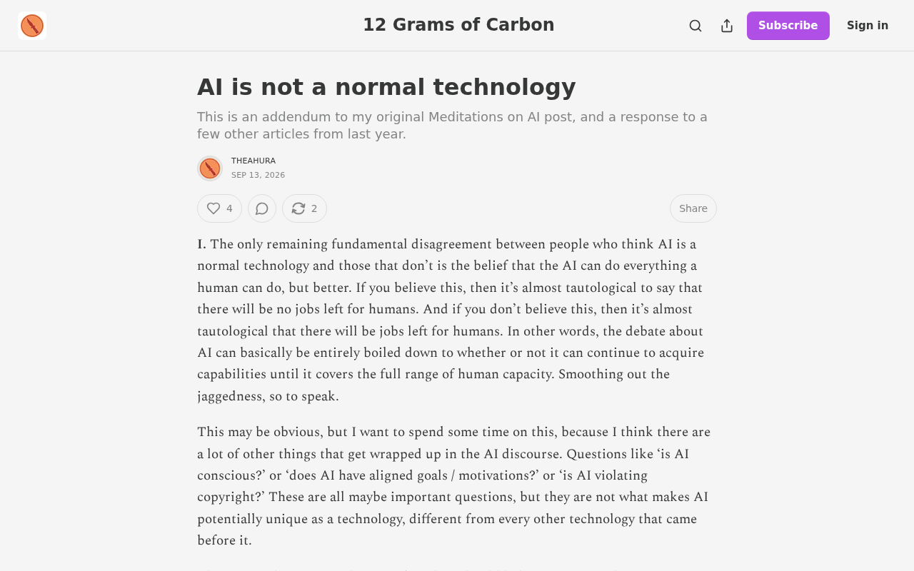 Why AI Is Not a "Normal Technology"