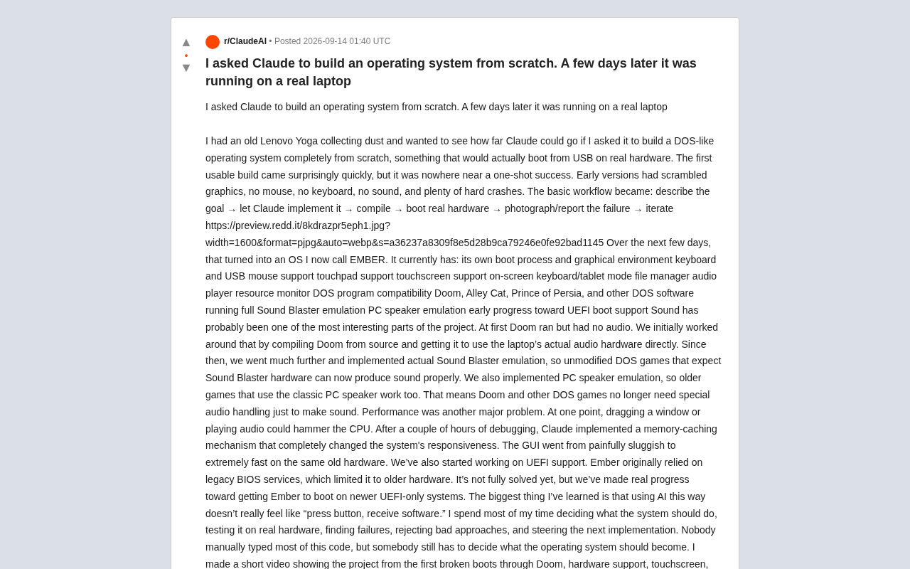 用Claude从零构建操作系统:EMBER在真实笔记本上运行的全过程