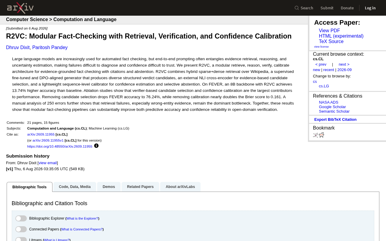 R2VC: A Modular Fact-Checking Architecture for More Trustworthy LLM Verification