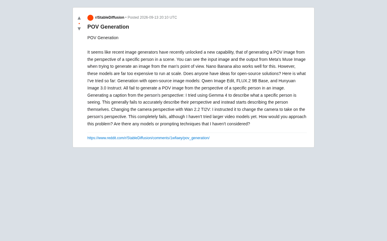 reddit source: POV Generation