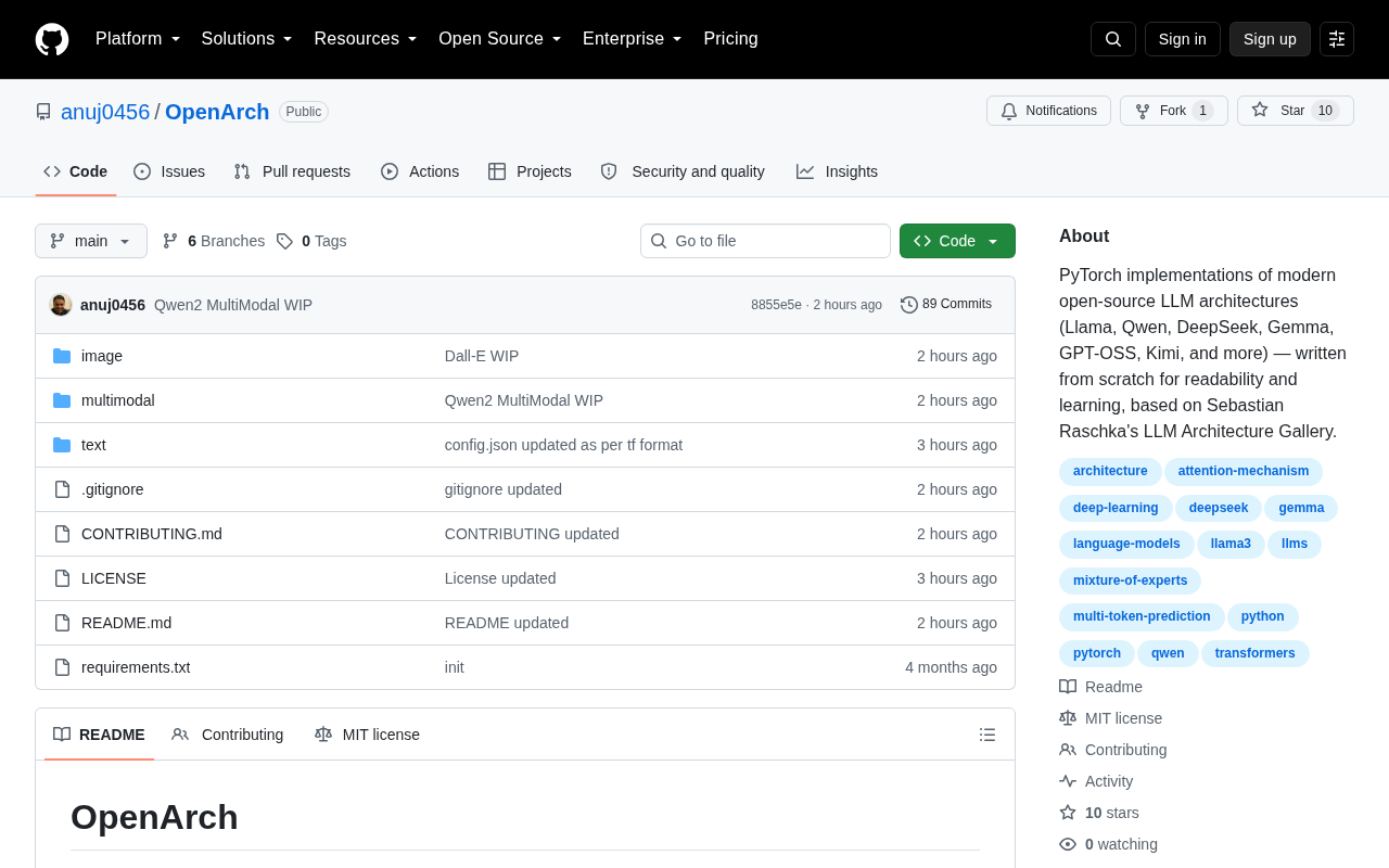 OpenArch: An Open-Source Project Reimplementing Modern LLM Architectures in PyTorch