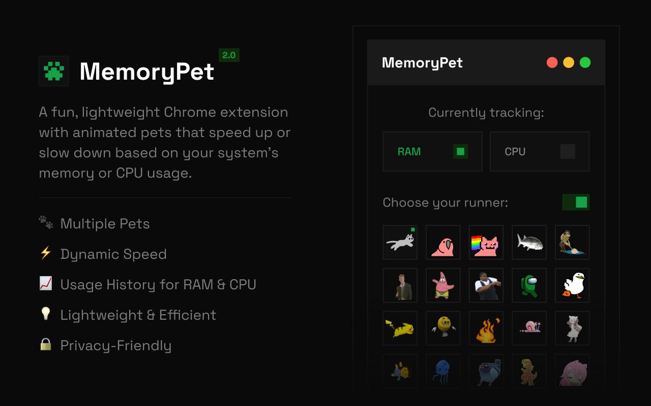 MemoryPet 2.0:把浏览器工具栏变成会动的资源监视器