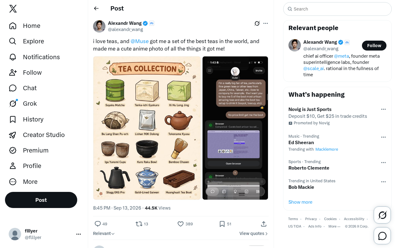Muse selects tea for a user and generates an anime-style image