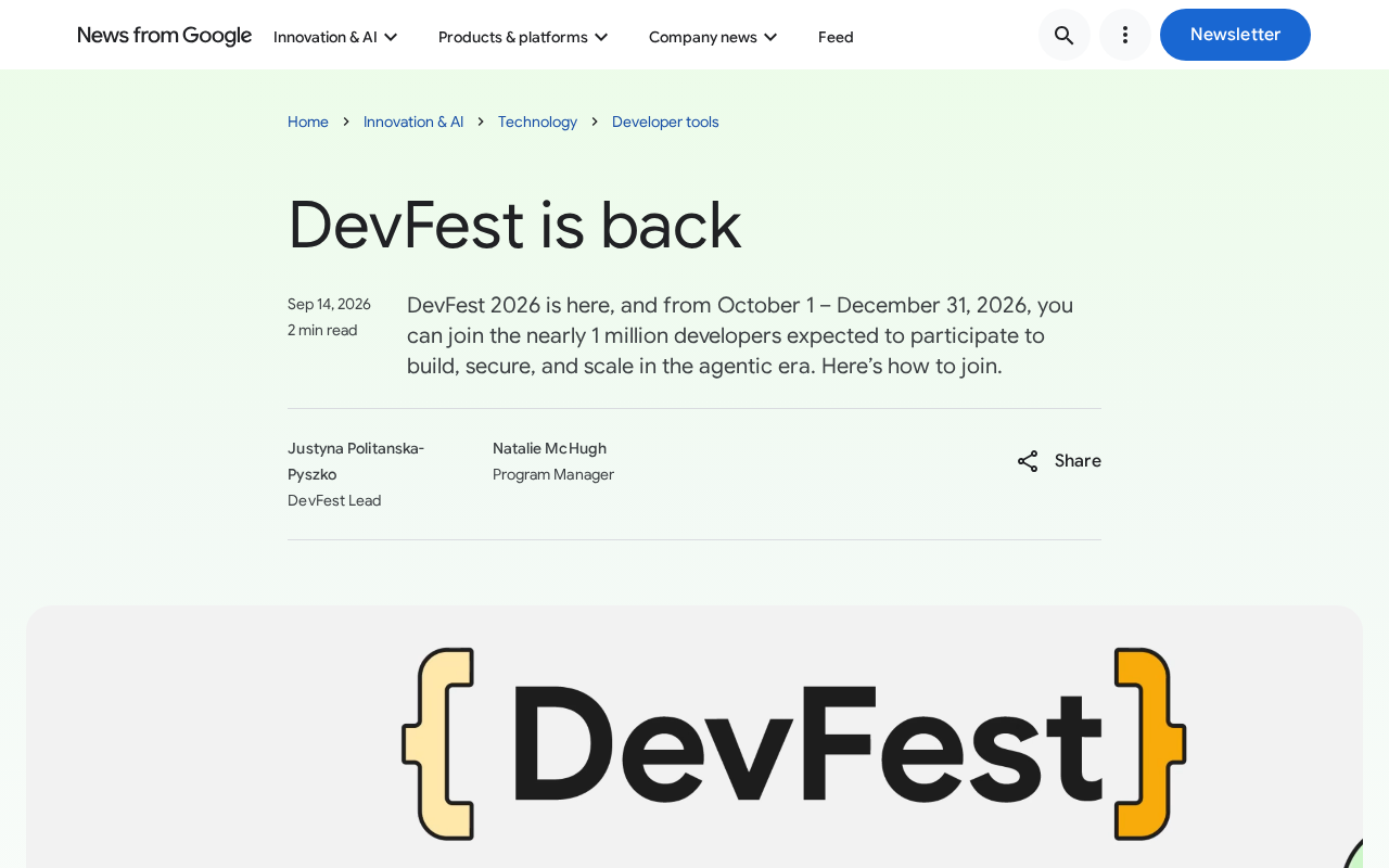 DevFest 2026 回归:800+ 全球开发者活动聚焦 Agentic AI