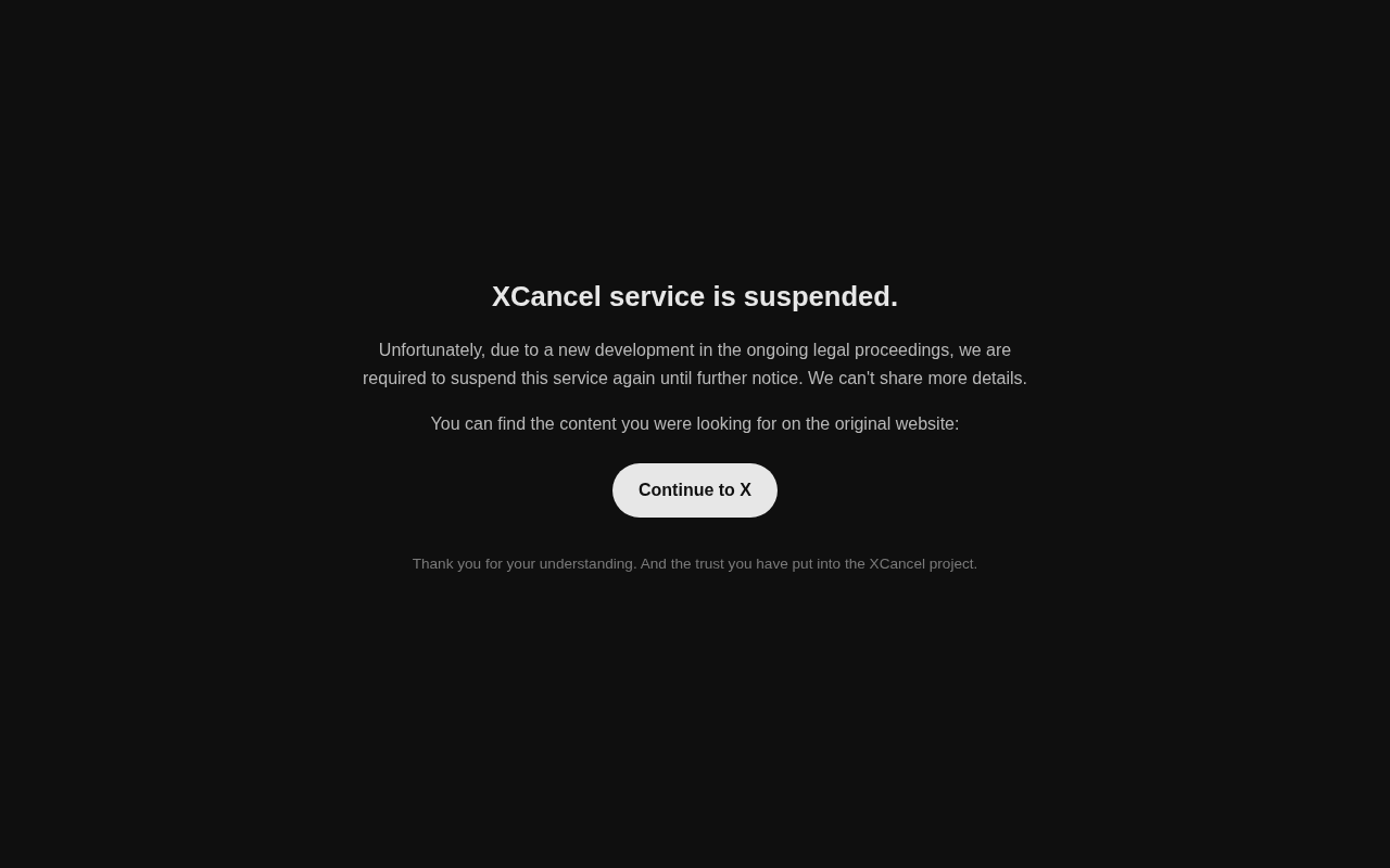 XCancel因法律诉讼进展突然停摆:Nitter前端的命运再遭考验