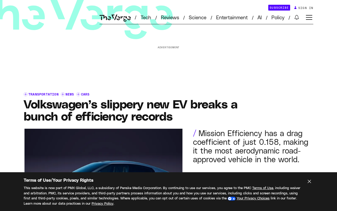 Volkswagen Mission Efficiency: The World's Lowest-Drag EV Breaks Multiple Efficiency Records