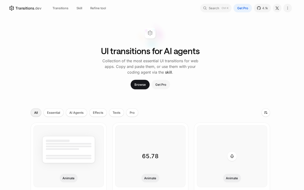 Transitions.dev project page