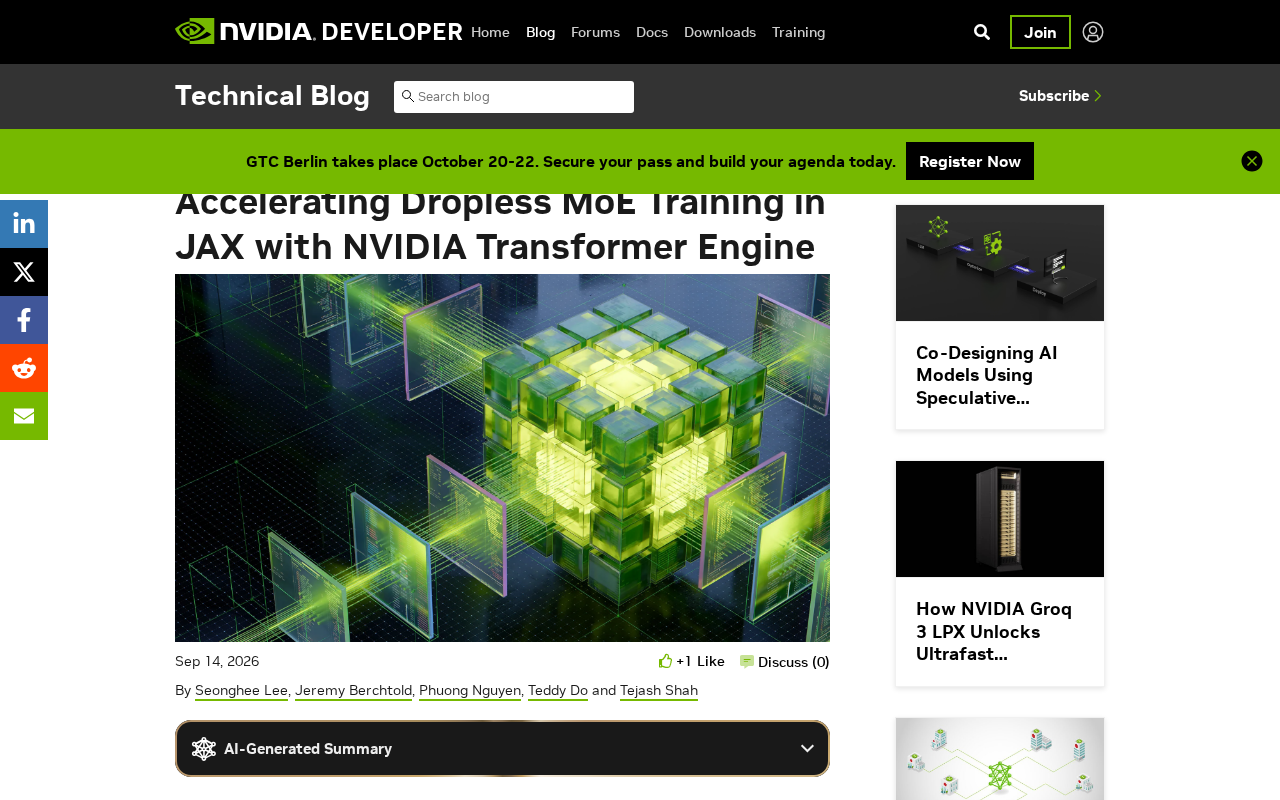 Accelerating Dropless MoE Training in JAX: A Deep Dive into NVIDIA Transformer Engine