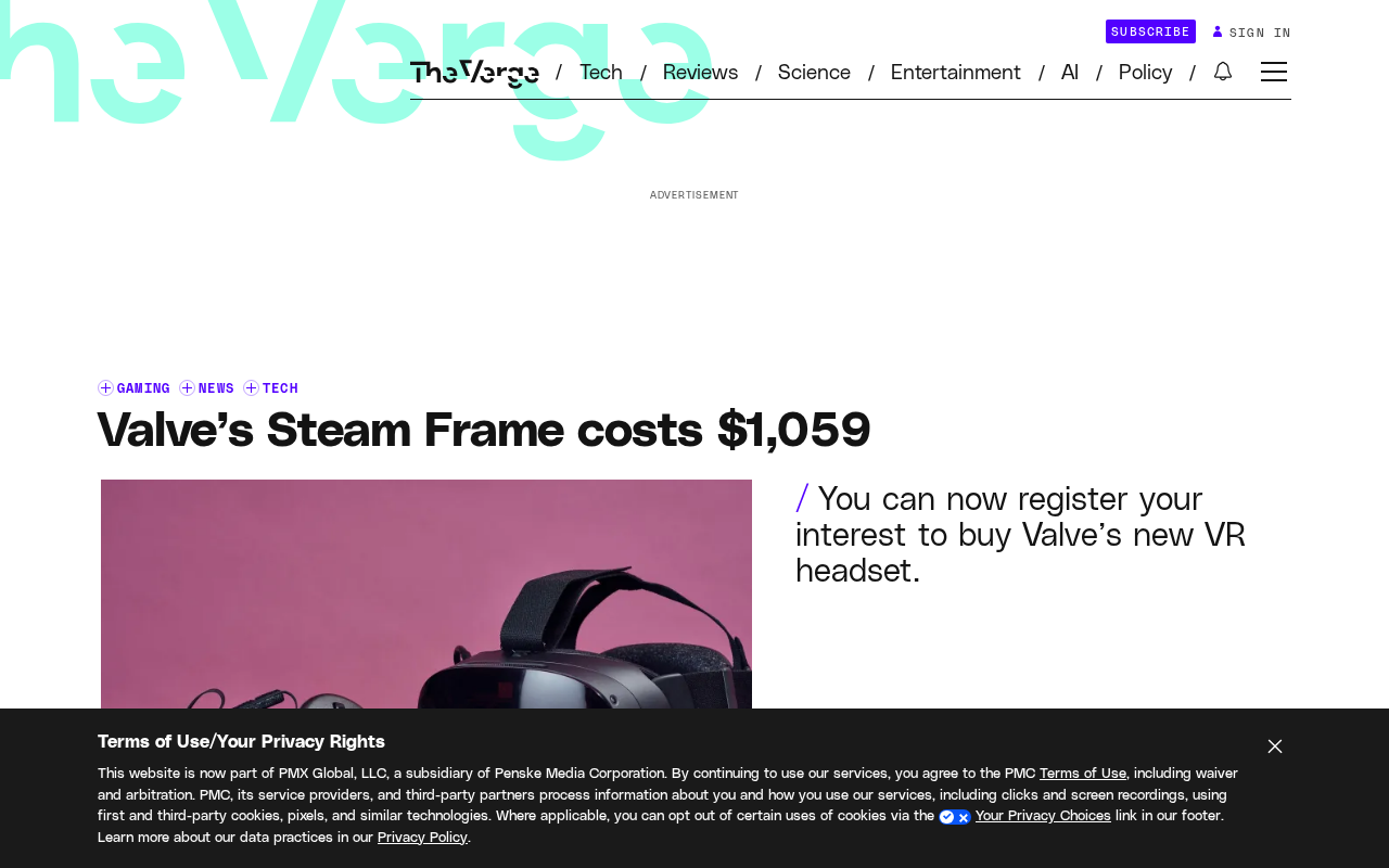 Valve Steam Frame Headset