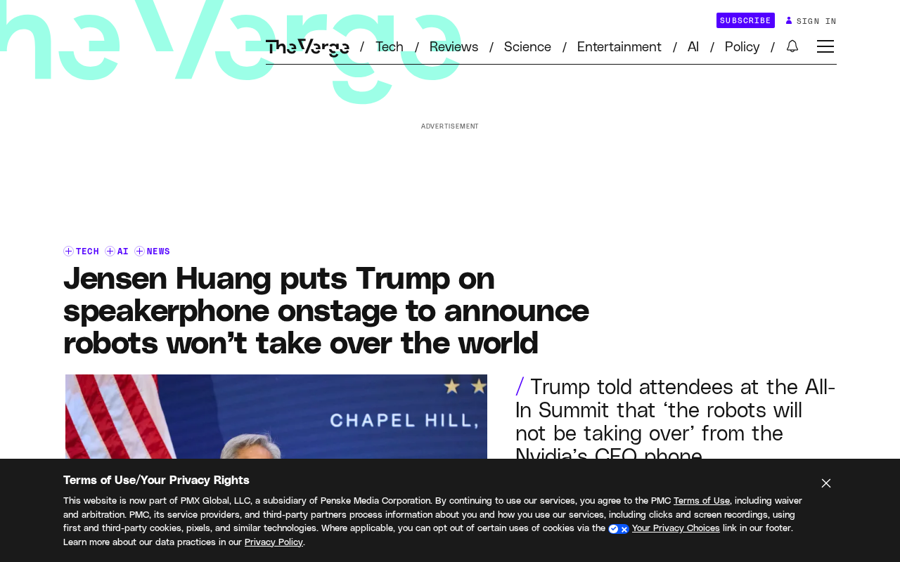 Jensen Huang takes Trump's call live at the summit