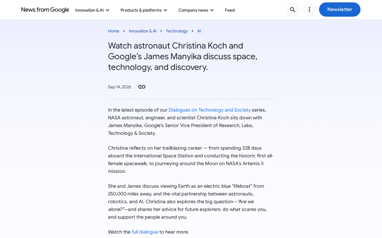 Astronaut Christina Koch in Conversation with Google Executive: Space, Technology, and Exploration
