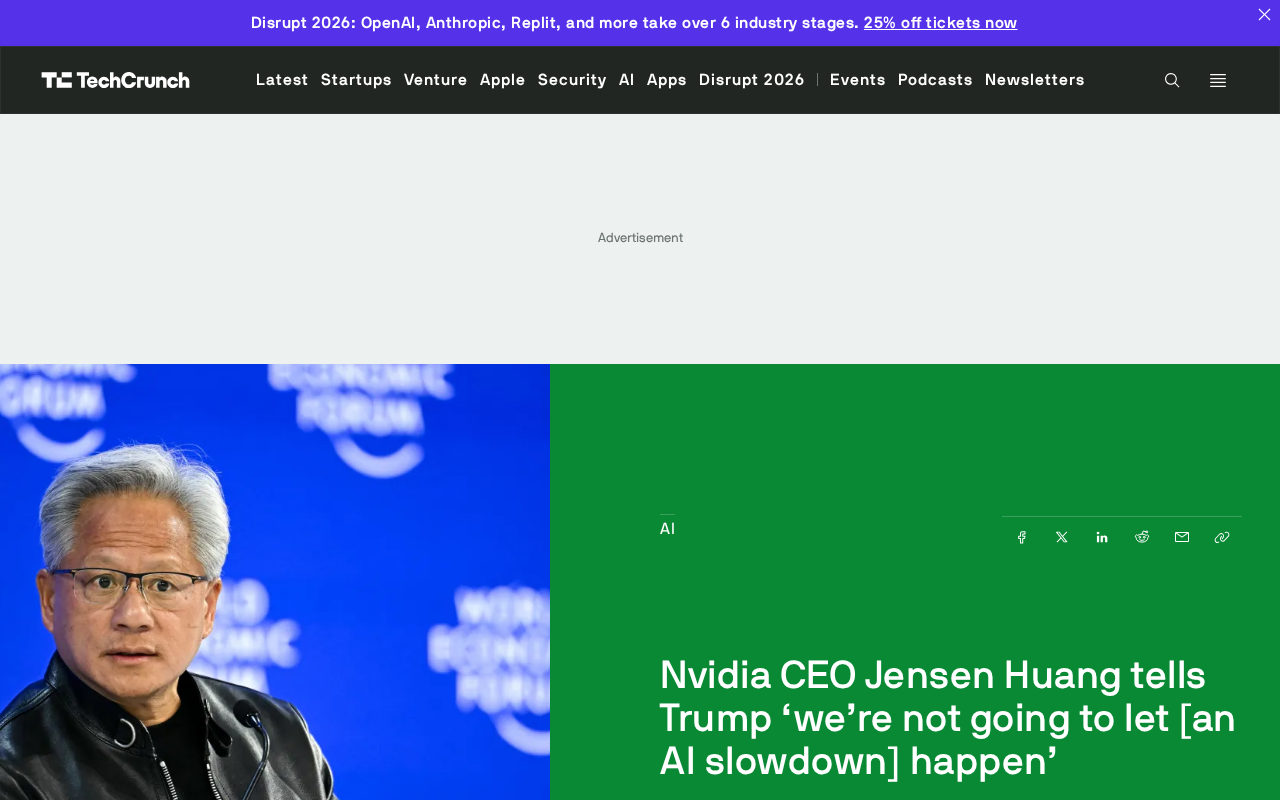 Jensen Huang Tells Trump: AI Slowdown Is Not an Option