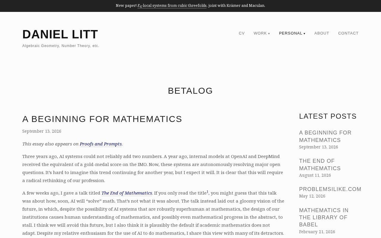 AI and Mathematics at a New Inflection Point: Daniel Litt's Deep Reflections