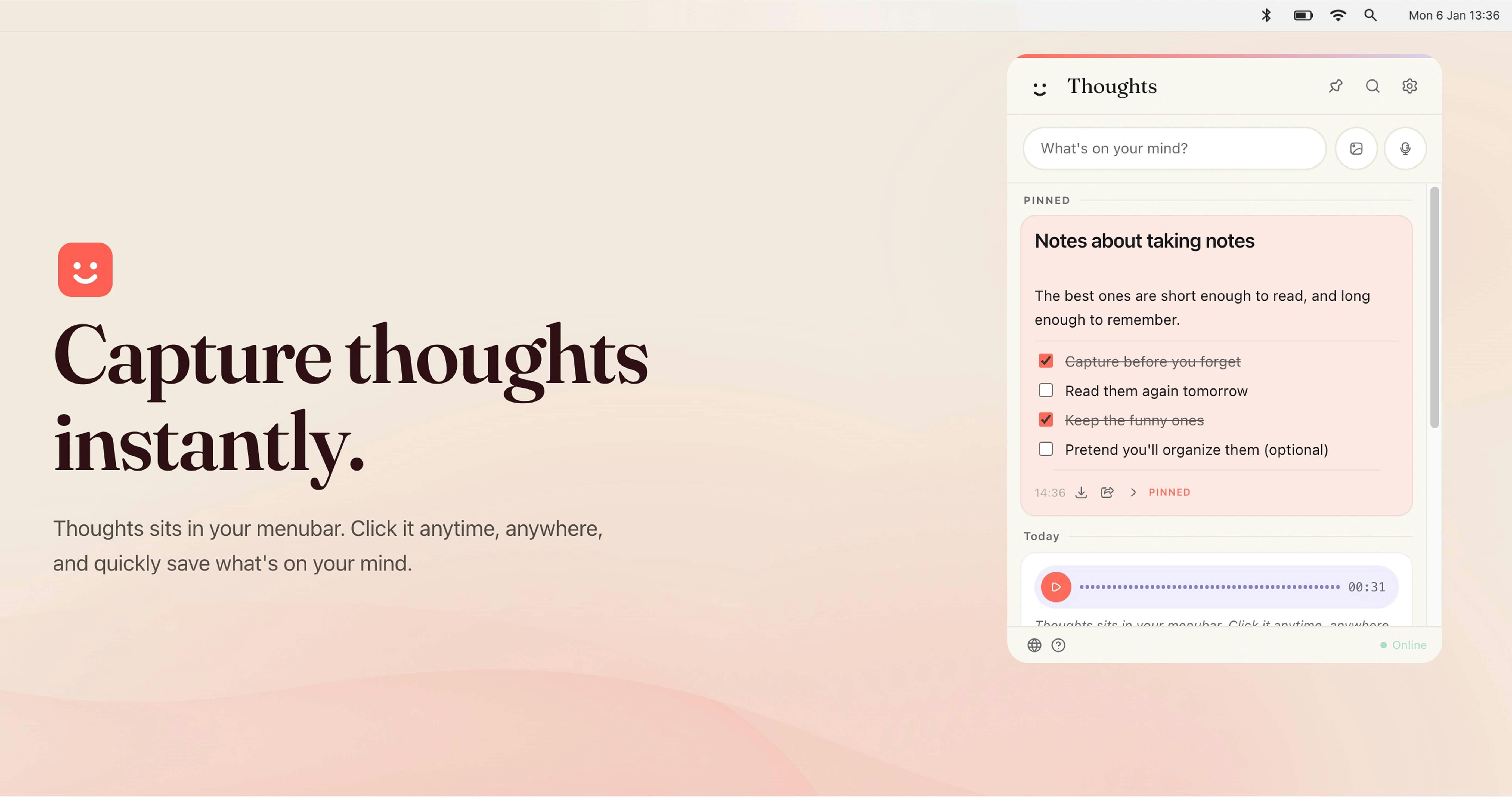 Thoughts for Mac:菜单栏里的AI多功能笔记工具