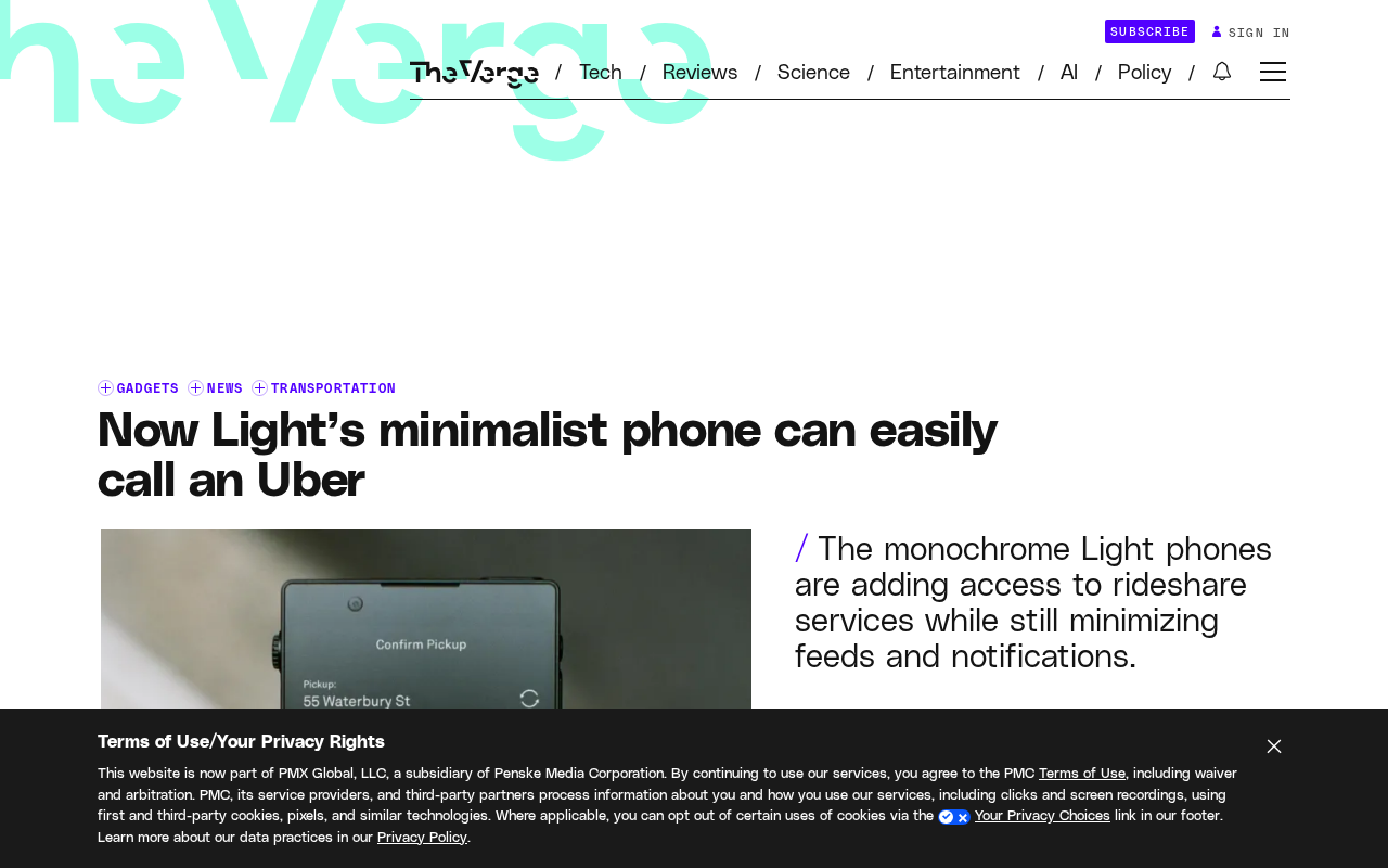 Minimalist Phone Light Adds Ridesharing, Connecting Directly to Uber and Lyft