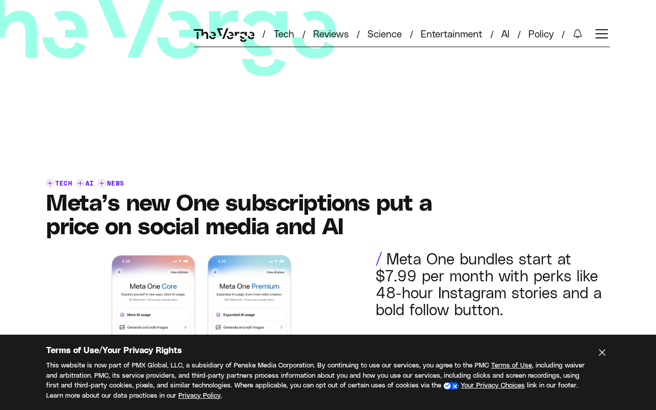 Meta One Subscription Launches: Putting a Price Tag on Social Media and AI Features