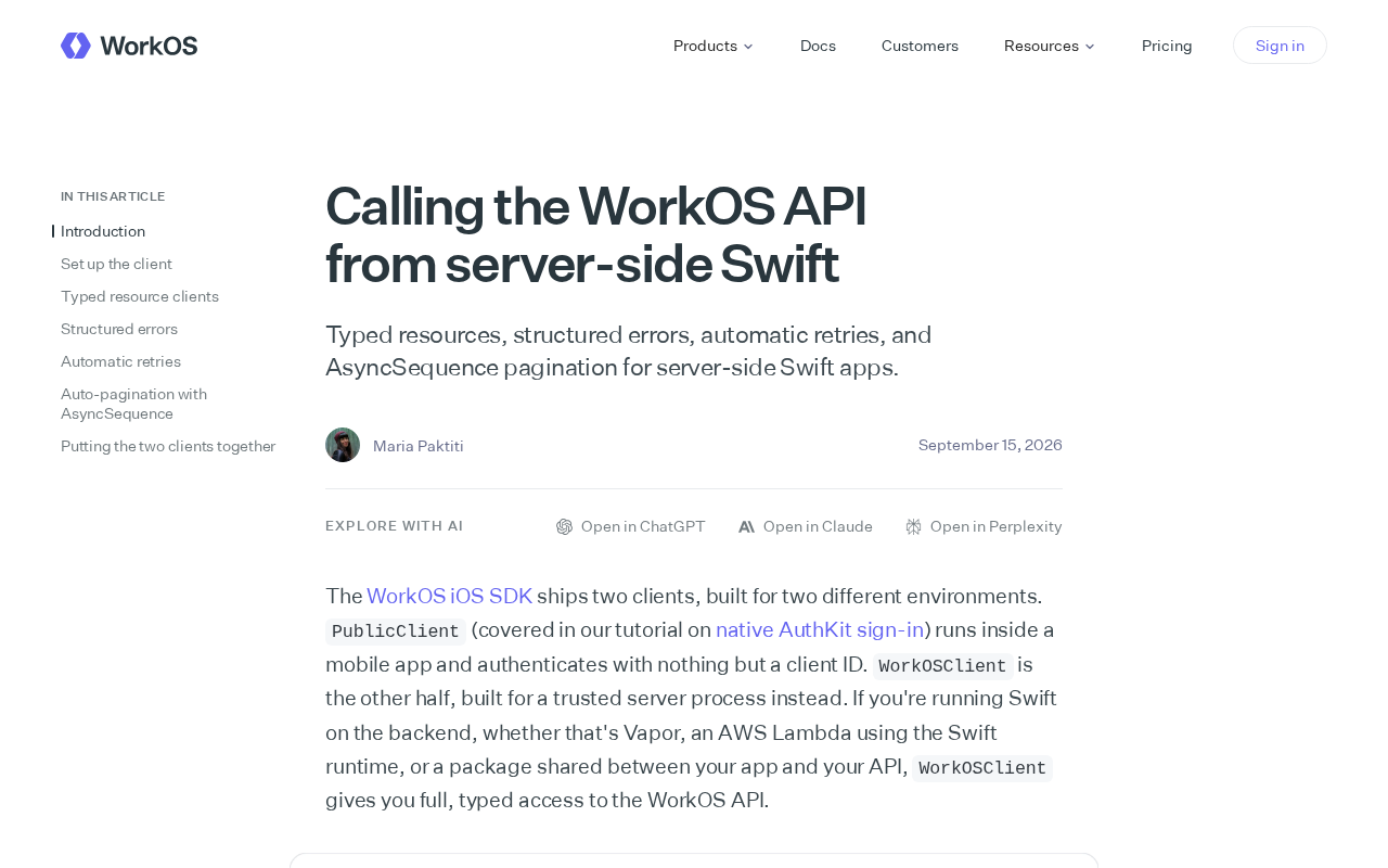 在服务端 Swift 中调用 WorkOS API 的实践指南