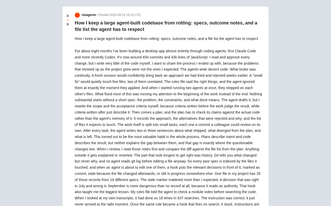 对抗AI代码腐化:规格、结果笔记与文件清单的实战方法