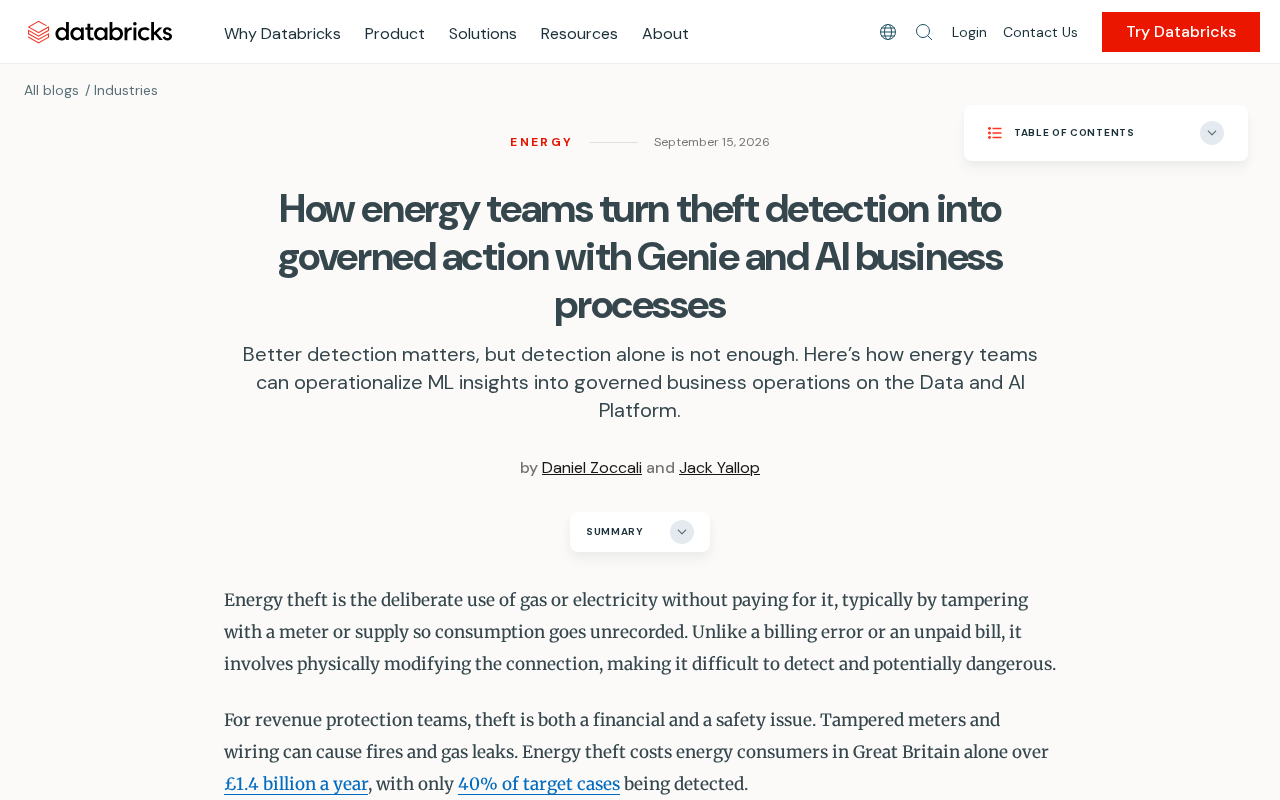 How Energy Theft Detection Achieves Governed Deployment with Genie and AI Workflows