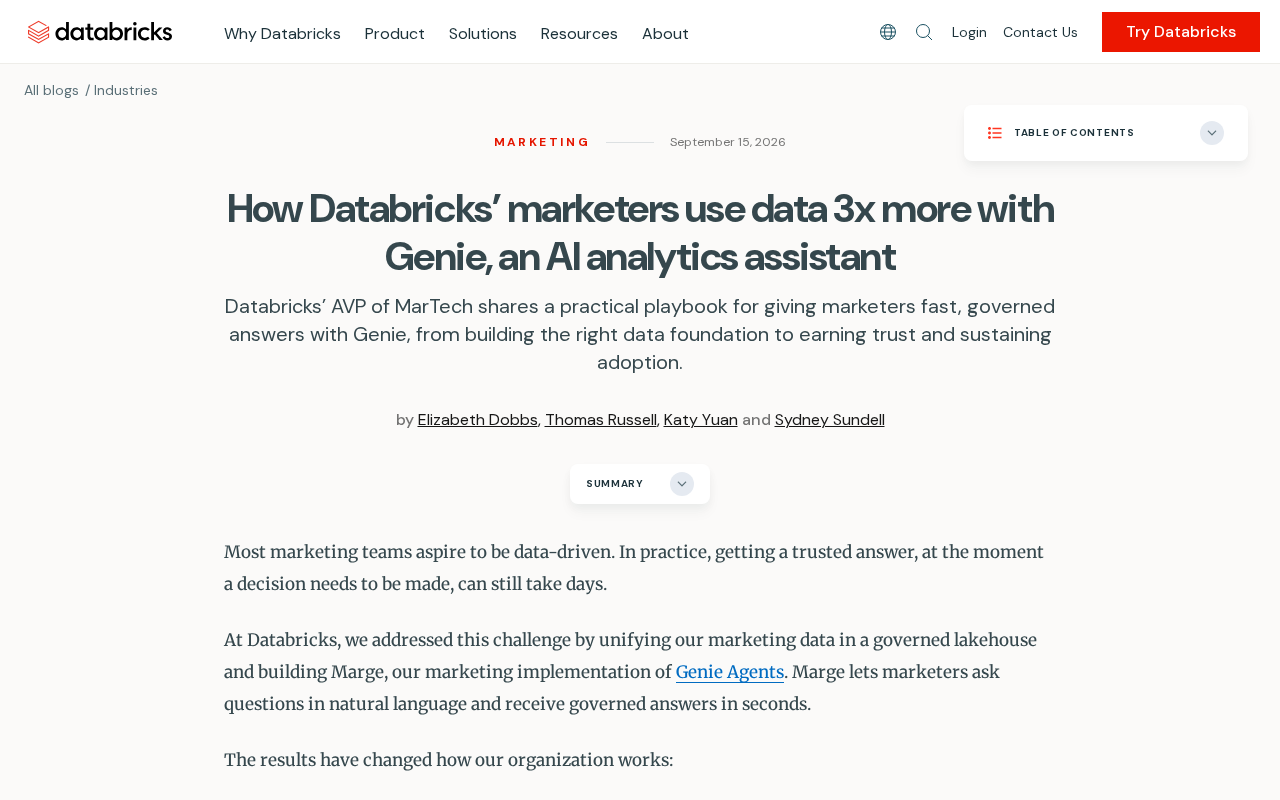 Databricks Genie: The AI Analytics Assistant That Tripled a Marketing Team's Data Usage