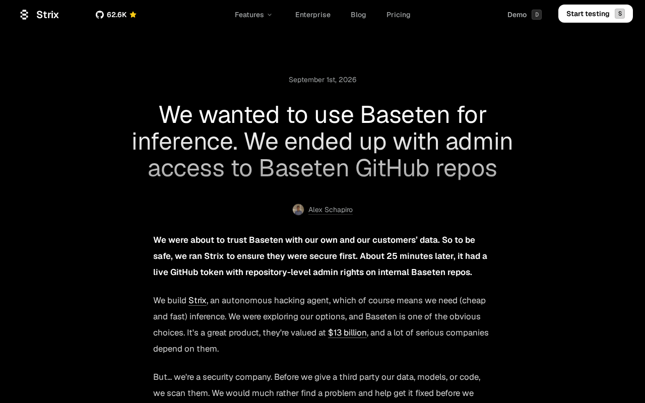 25 Minutes to GitHub Admin Access on Baseten's Production Environment: A Supply Chain Security Wake-Up Call