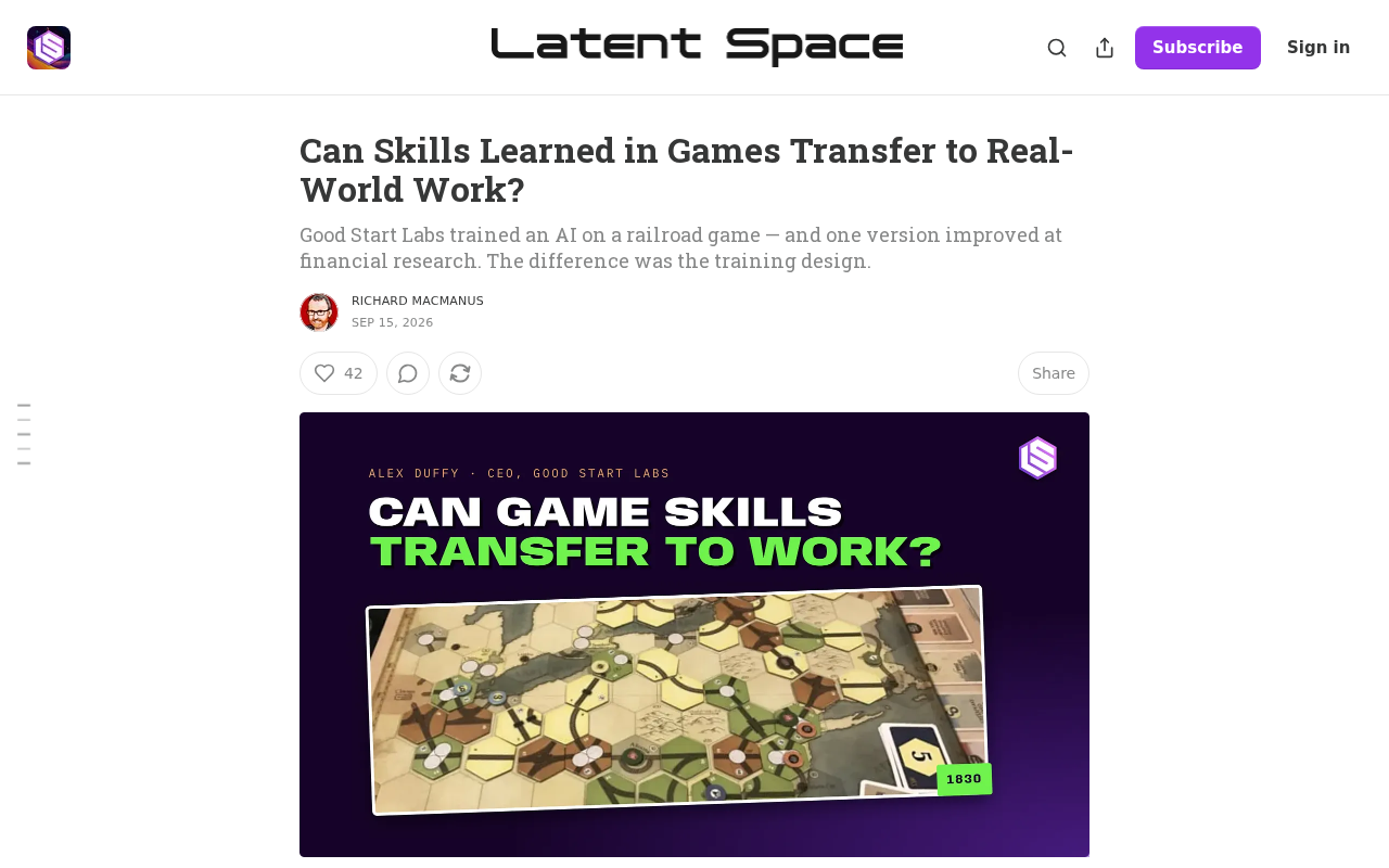 Can Skills Learned in Games Transfer to Real-World Work?