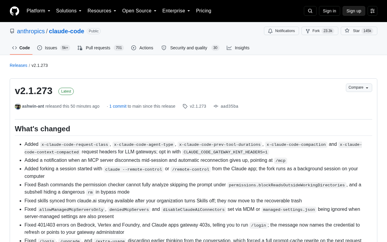 Claude Code v2.1.273 Update: Permission Vulnerability Fixes and Enhanced Remote Control