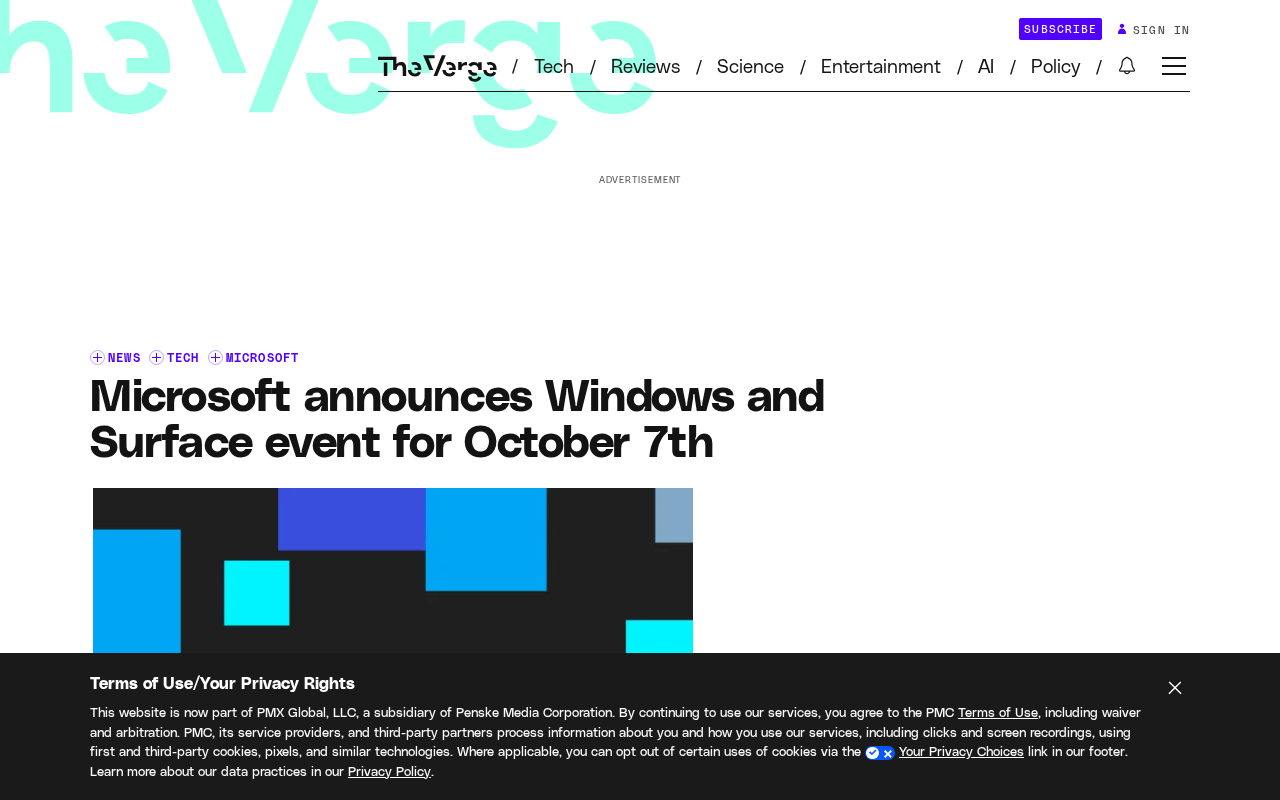 微软官宣10月7日Windows与Surface发布会:本地AI成主角