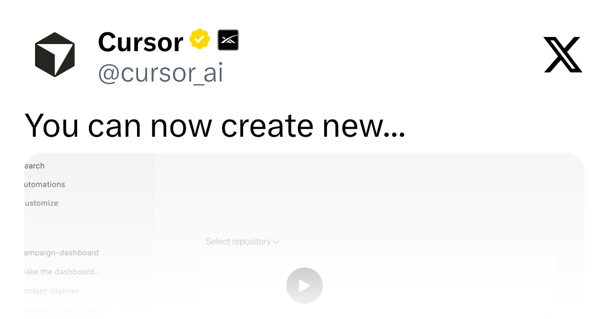 twitter source: You can now create new web apps with Cursor, store the code with Origin, and deploy to Vercel. https