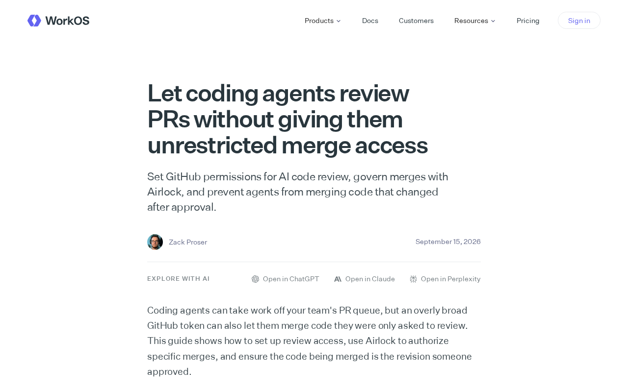 Let AI Coding Agents Review PRs Without Granting Unrestricted Merge Access