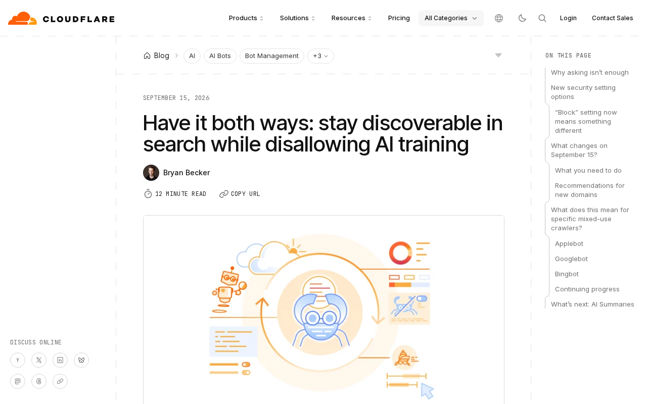 hackernews source: Stay discoverable in search while disallowing AI training