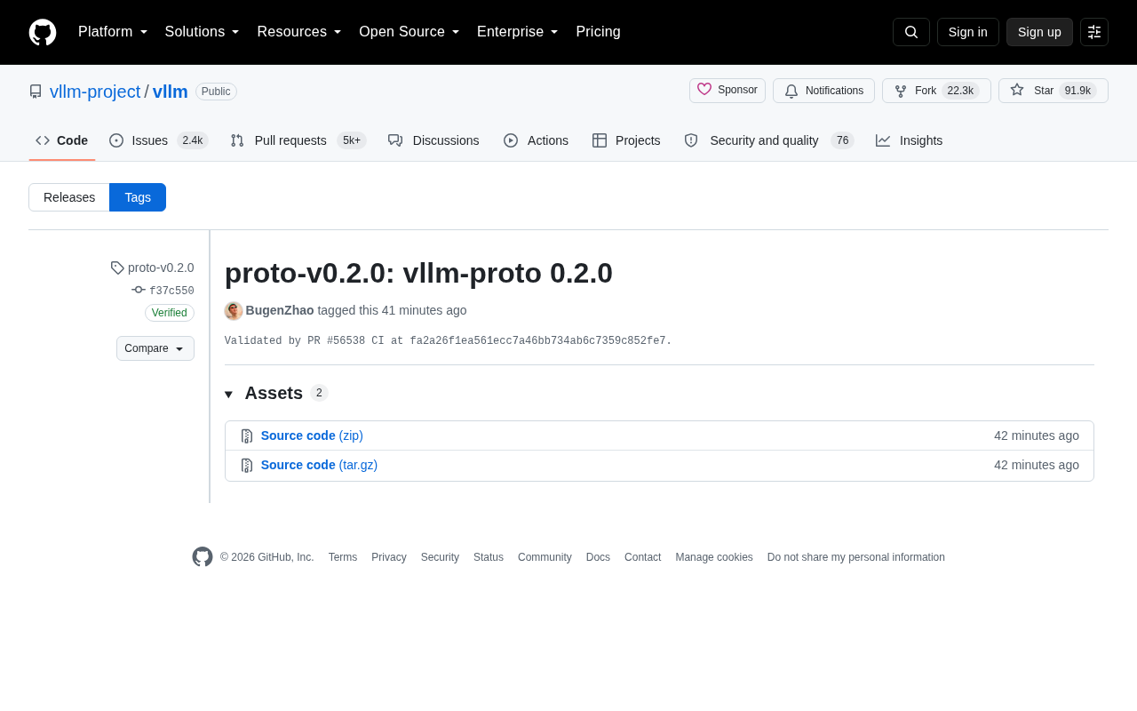 vLLM 发布 proto-v0.2.0:内部协议模块迭代