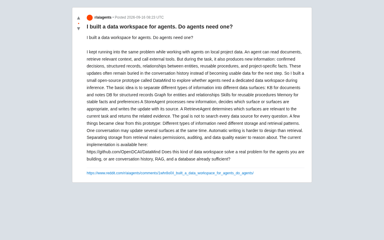 Do AI Agents Need a Dedicated Data Workspace? Exploring the Open-Source Project DataMind