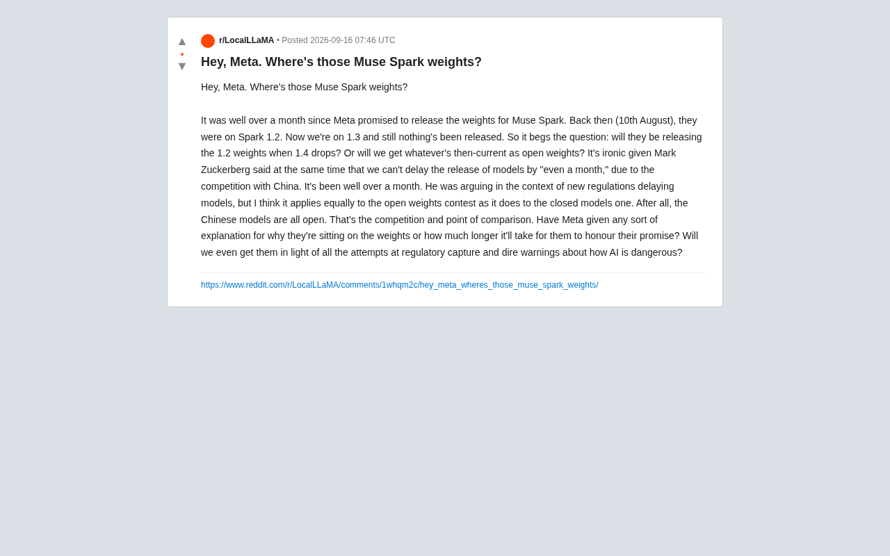 Meta's Broken Promise: Community Demands to Know Where the Muse Spark Weights Are