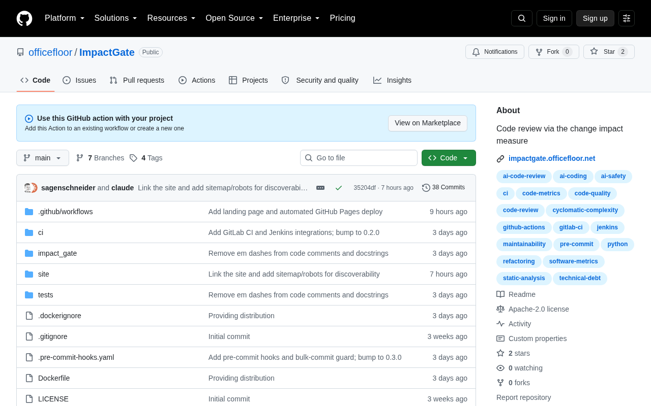 hackernews source: ImpactGate: A merge gate that scores the structural decay AI adds