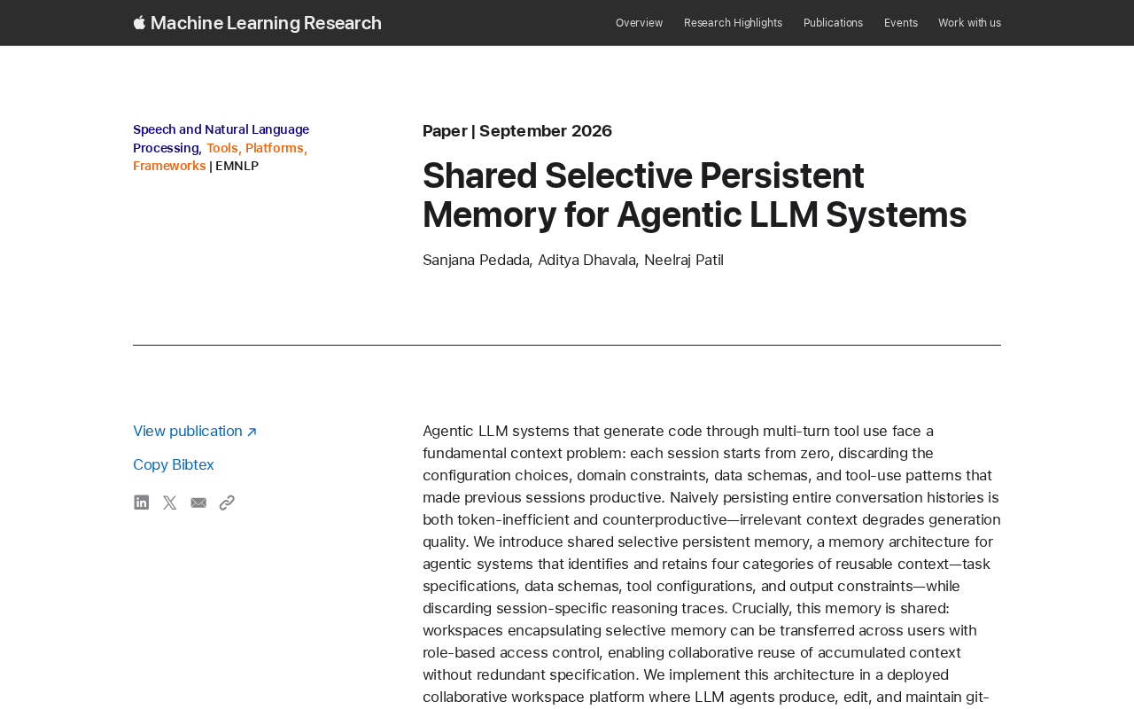 Shared Selective Persistent Memory for Agentic LLM Systems